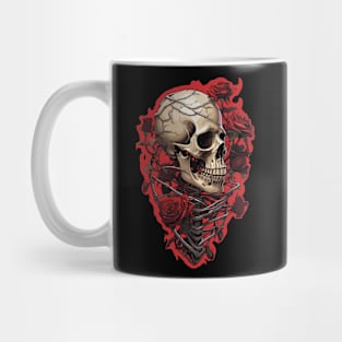 Skull And Red Rose Mug